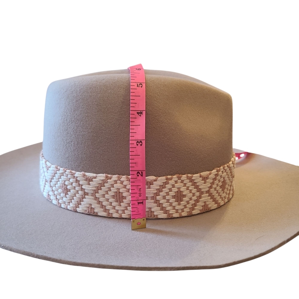 Olive & Pique Wool Fedora Hat Aztec Band Coastal Cowgirl Boho Adjustable - Picture 10 of 14